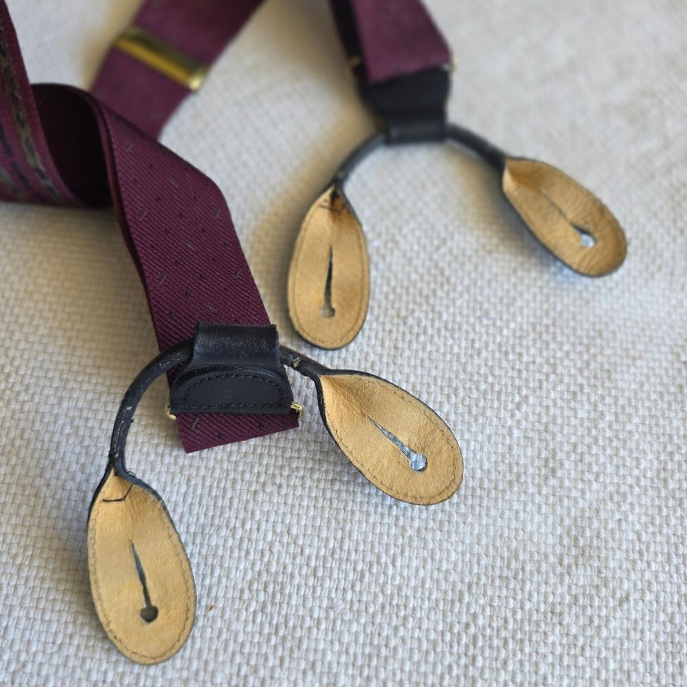 Coach Burgundy and Black Leather Suspenders